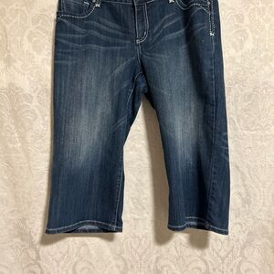 INC International Concepts Curvy Fit Dark Blue Capri Jeans size 14